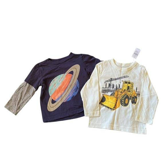 Pair of toddler long-sleeve tshirts BabyGap and Gymboree with planets and trucks - Picture 4 of 4
